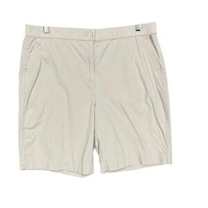 Chicos Shorts 2.5 Womens 14 Tan Beige Stretch Cotton Chino High‎ Rise 9" Inseam